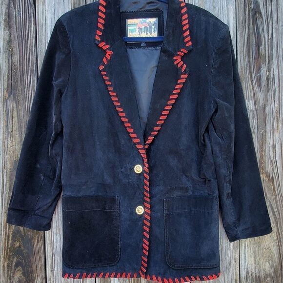 VINTAGE Atlantic Beach Leather Coat Works - Small - Picture 1 of 6